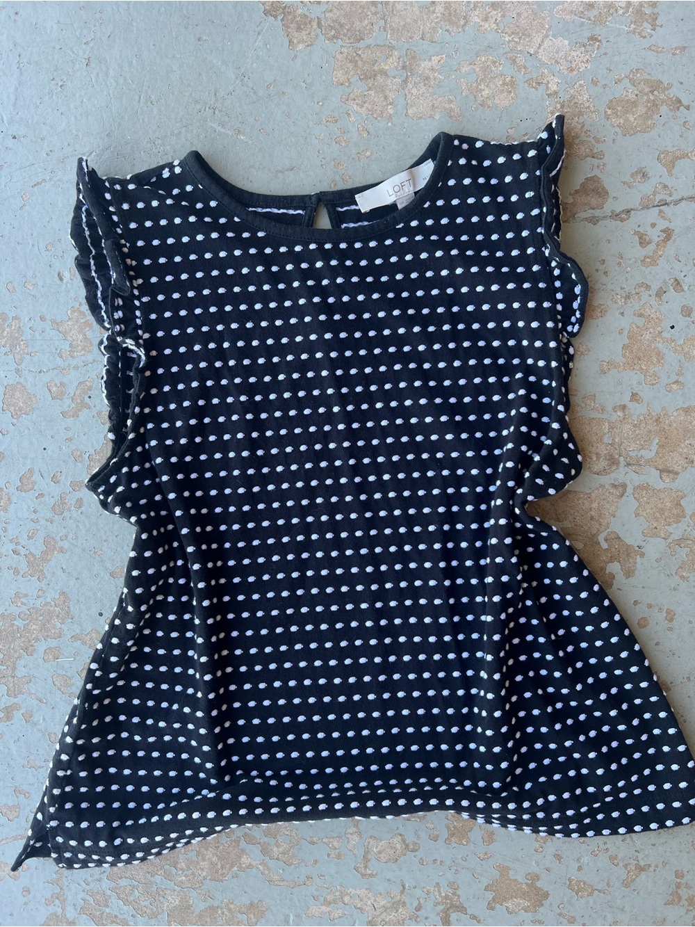 LOFT Women’s Medium Petite Black Polka Dot Ruffle Sleeve Dress